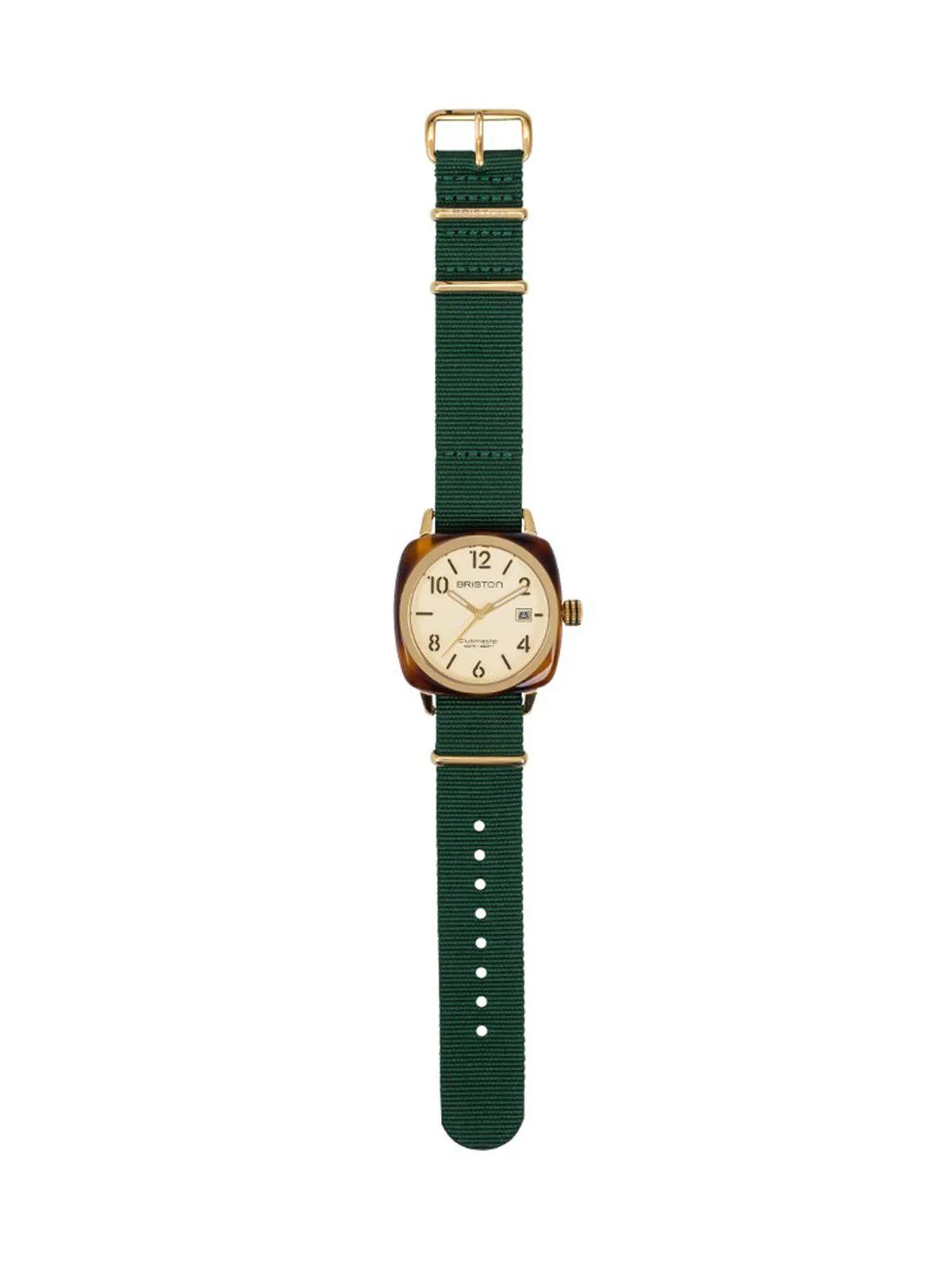 Briston Nato Strap British Green Yellow Gold 20mm