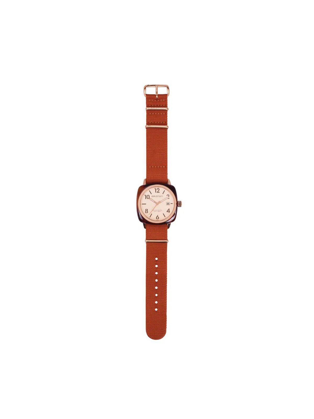 Briston Nato Strap Dark Brown Yellow Gold 20mm