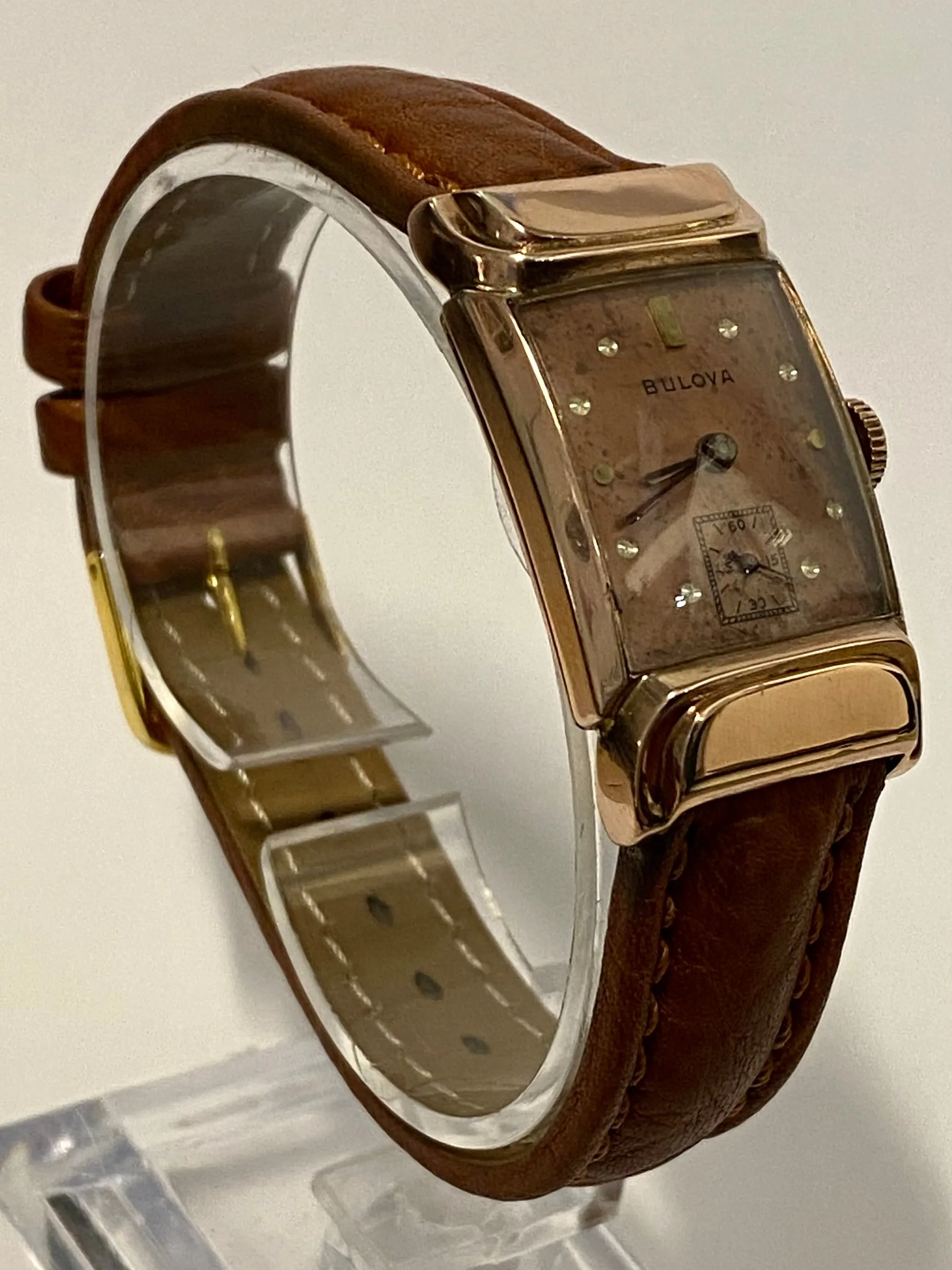 BULOVA Large Tank-Style Rose Gold Beautiful Design Unisex Watch- $6K APR w/ COA!