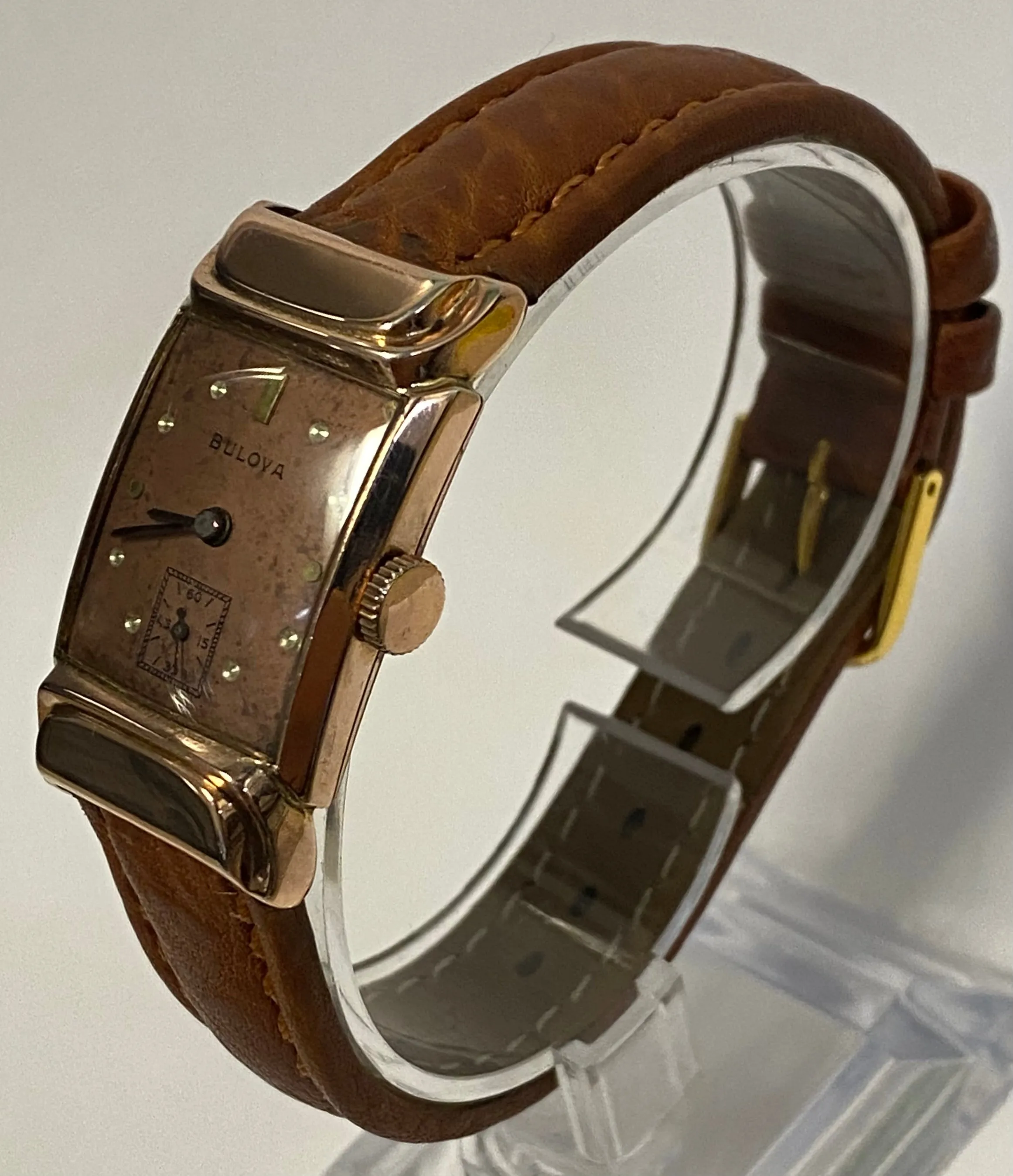 BULOVA Large Tank-Style Rose Gold Beautiful Design Unisex Watch- $6K APR w/ COA!