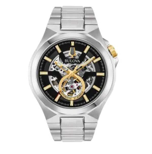 Bulova Watch with 46MM Black Round Dial and Stainless Steel Bracelet. 98A224