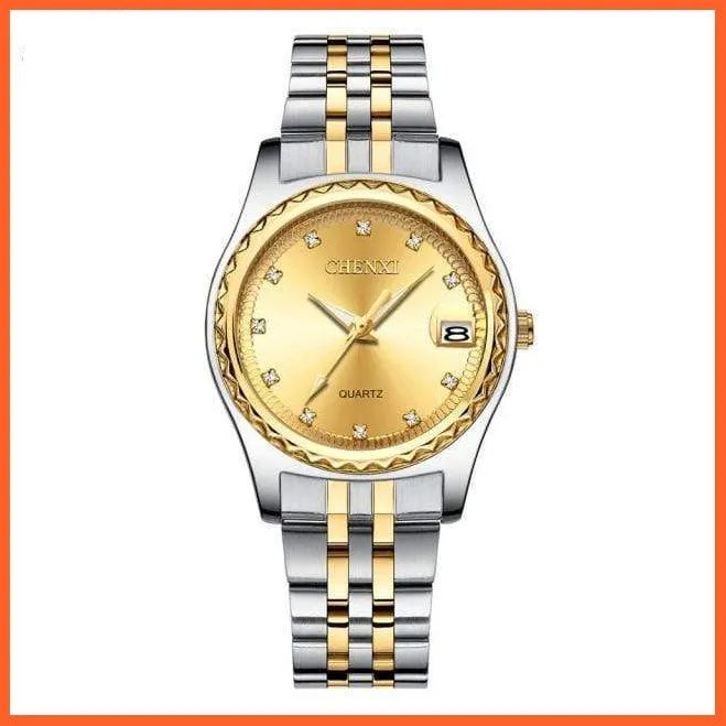 Casual Fashion Men Women Watches | Rhinestone Dial Top Brand Luxury Couples Quartz Stainless Steel Waterproof Watches