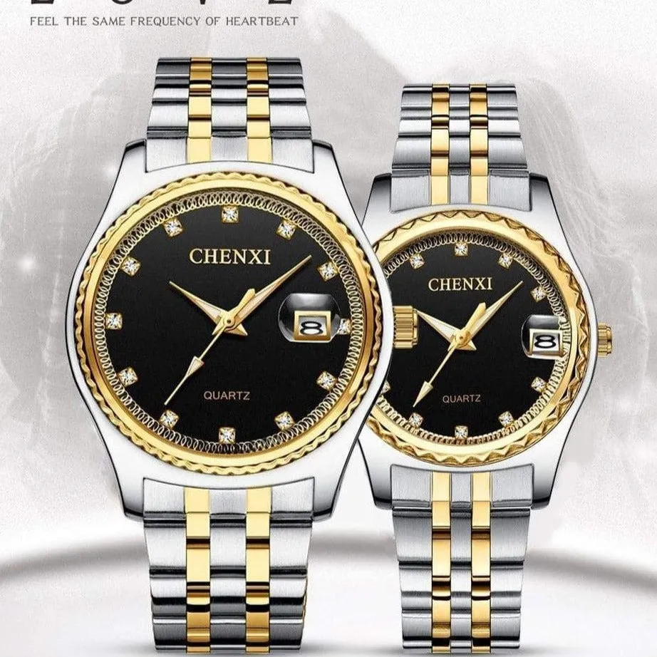 Casual Fashion Men Women Watches | Rhinestone Dial Top Brand Luxury Couples Quartz Stainless Steel Waterproof Watches