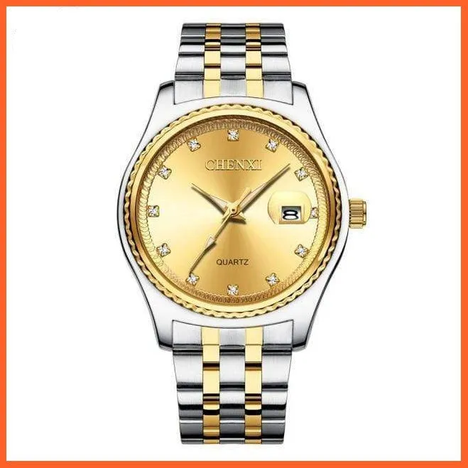 Casual Fashion Men Women Watches | Rhinestone Dial Top Brand Luxury Couples Quartz Stainless Steel Waterproof Watches