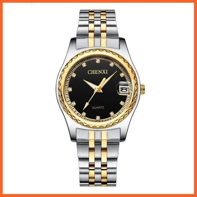 Casual Fashion Men Women Watches | Rhinestone Dial Top Brand Luxury Couples Quartz Stainless Steel Waterproof Watches