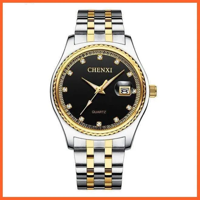 Casual Fashion Men Women Watches | Rhinestone Dial Top Brand Luxury Couples Quartz Stainless Steel Waterproof Watches