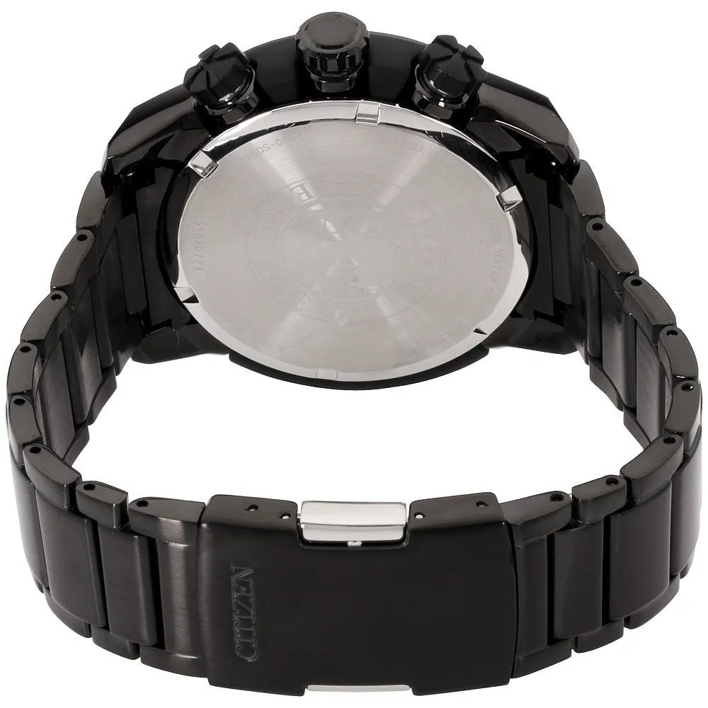 Citizen Eco-Drive Mens Chronograph Stainless Steel Case and Bracelet Black Watch - CA4184-81E