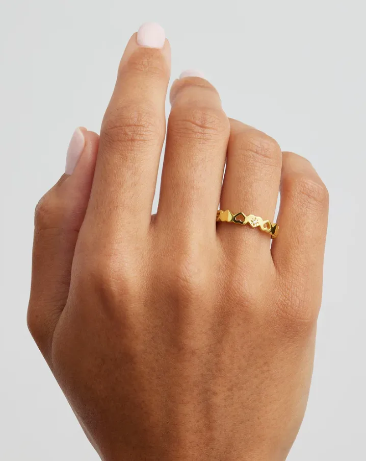 Connected Hearts Ring Gold