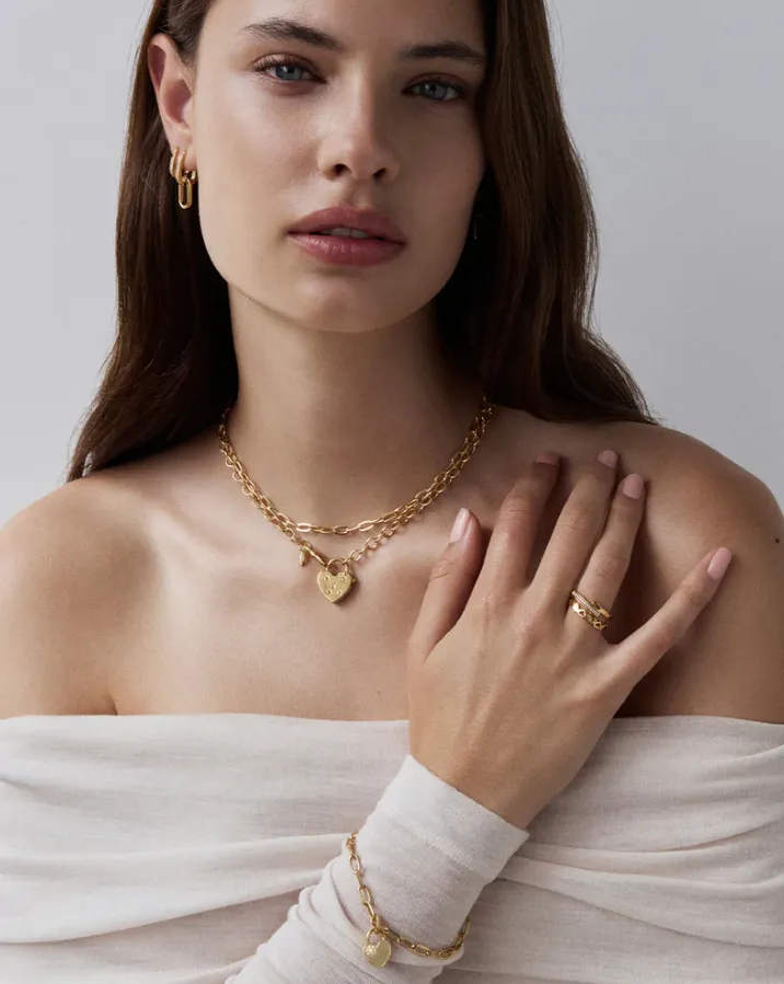 Connected Hearts Ring Gold
