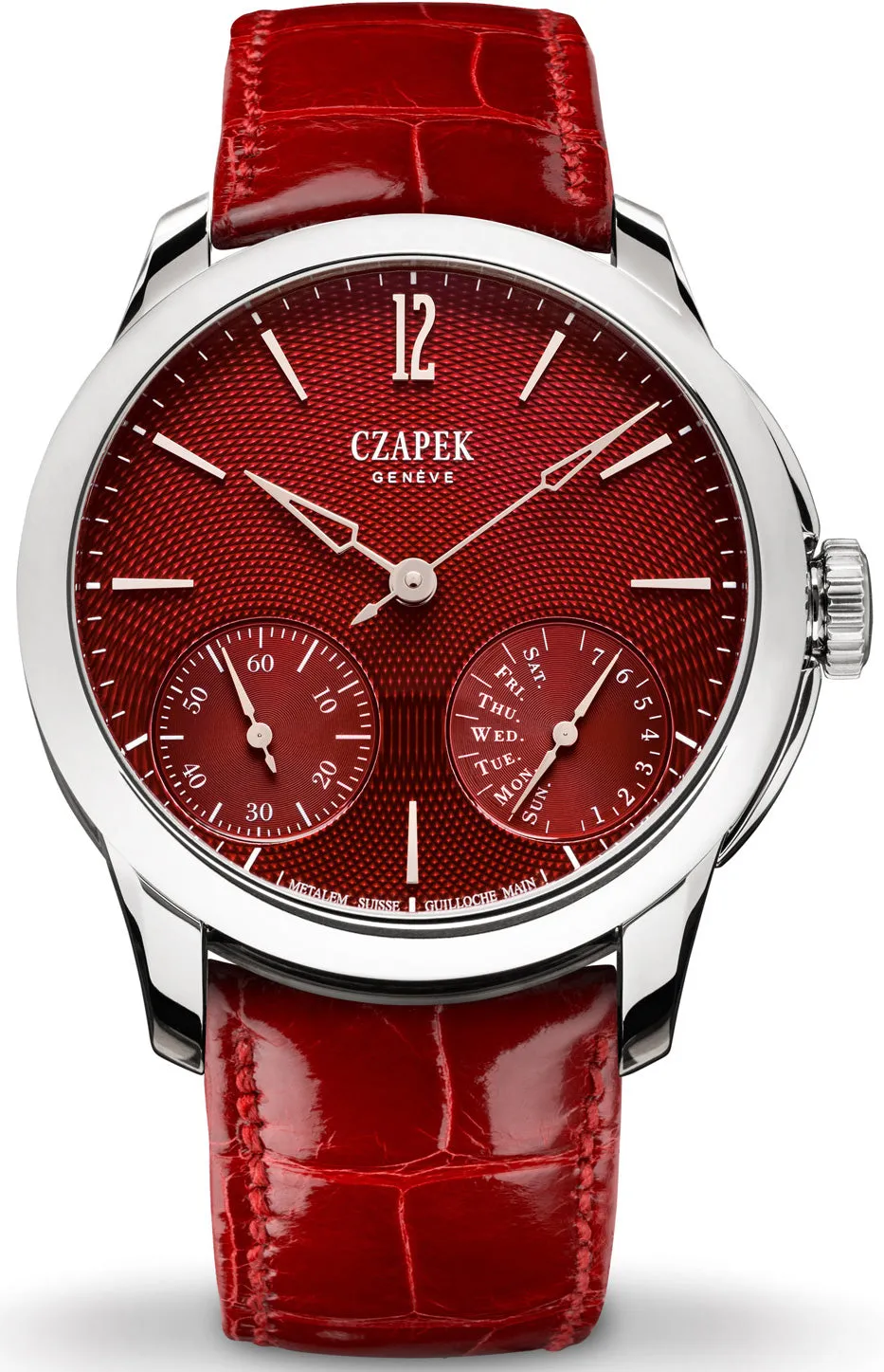 CZP Watch Quai des Bergues Guilloche Ricochet Steel Rhubarb Red S Limited Edition