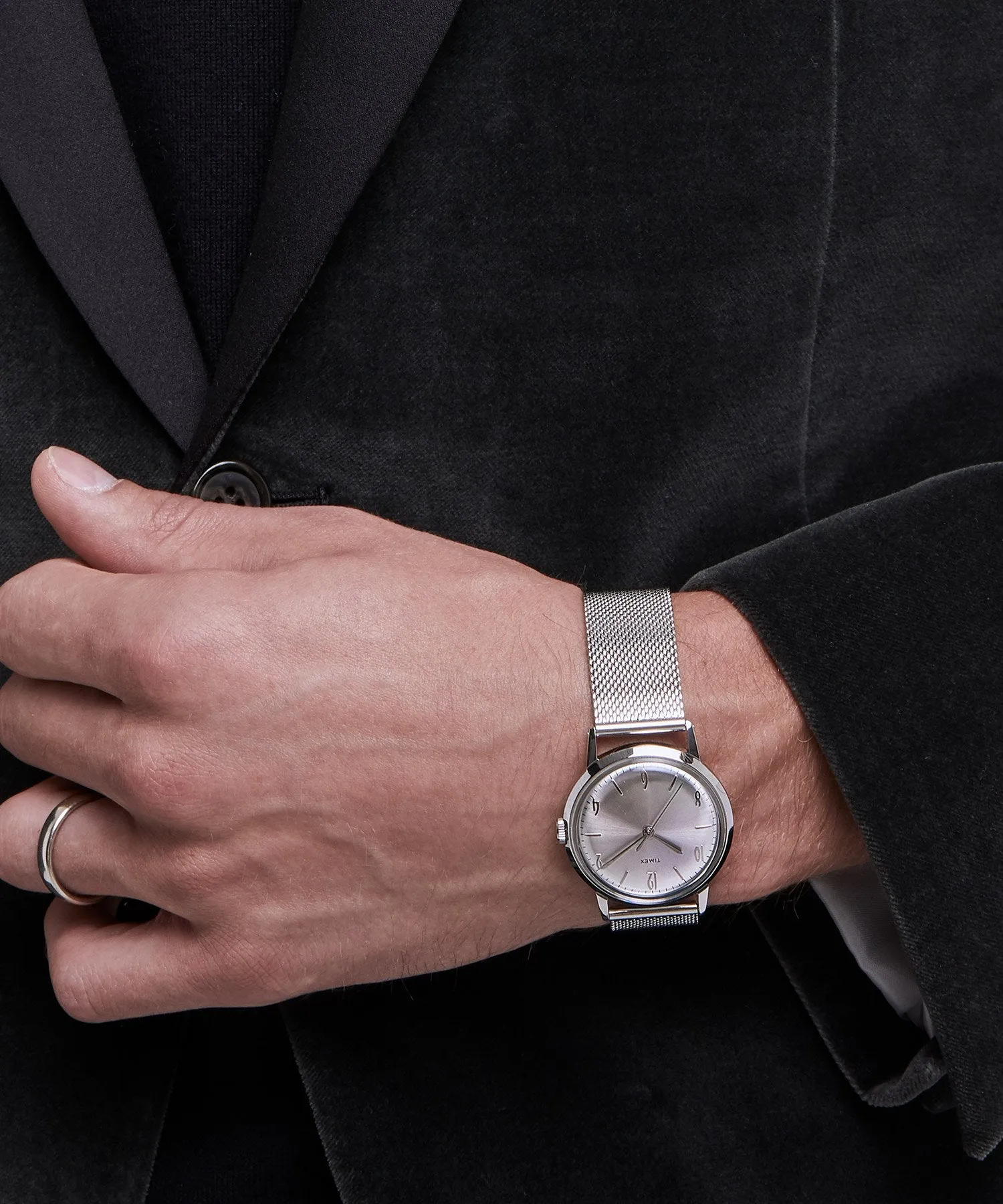 Exclusive Timex Marlin Mesh Band Watch in Silver 34mm