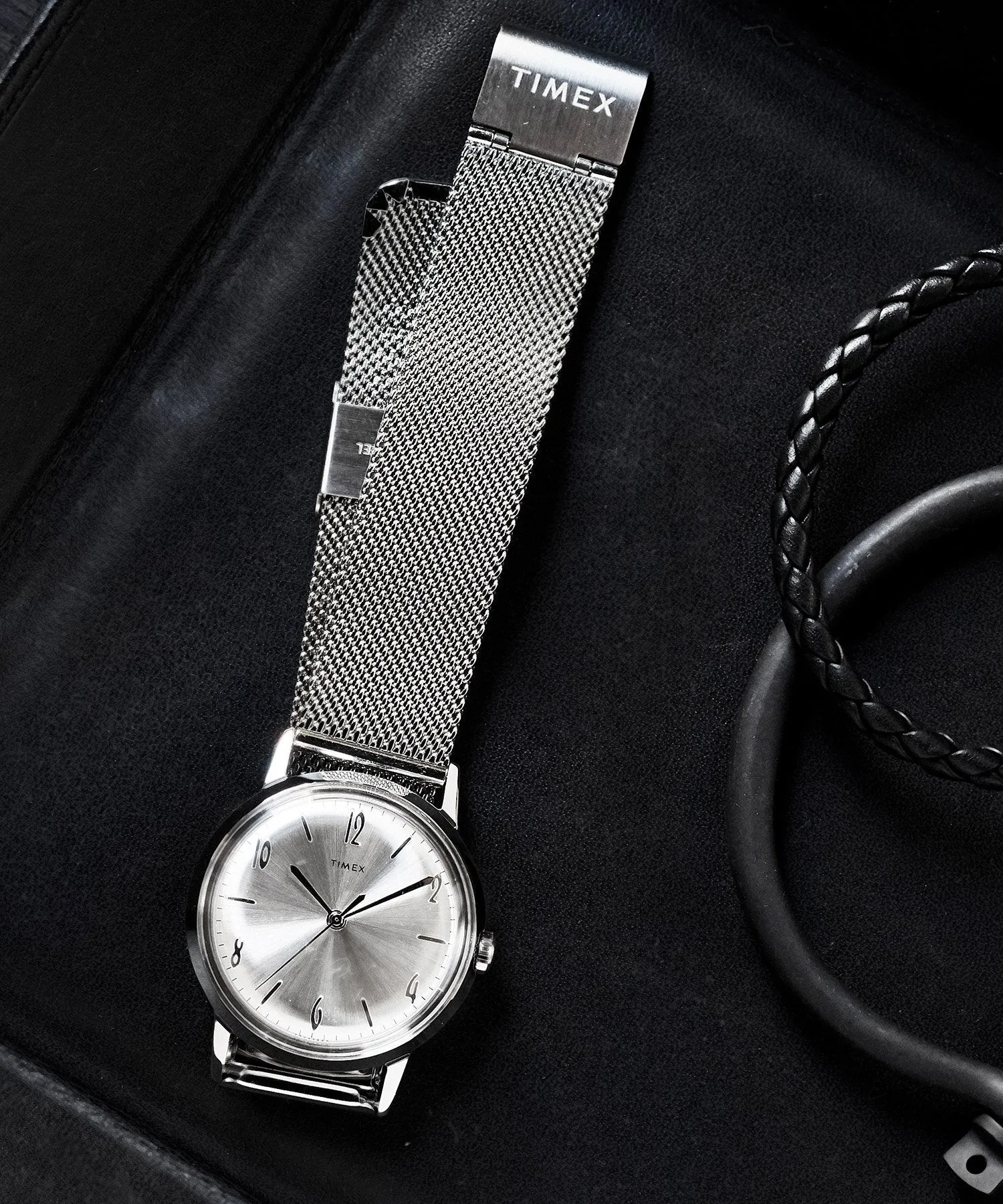 Exclusive Timex Marlin Mesh Band Watch in Silver 34mm
