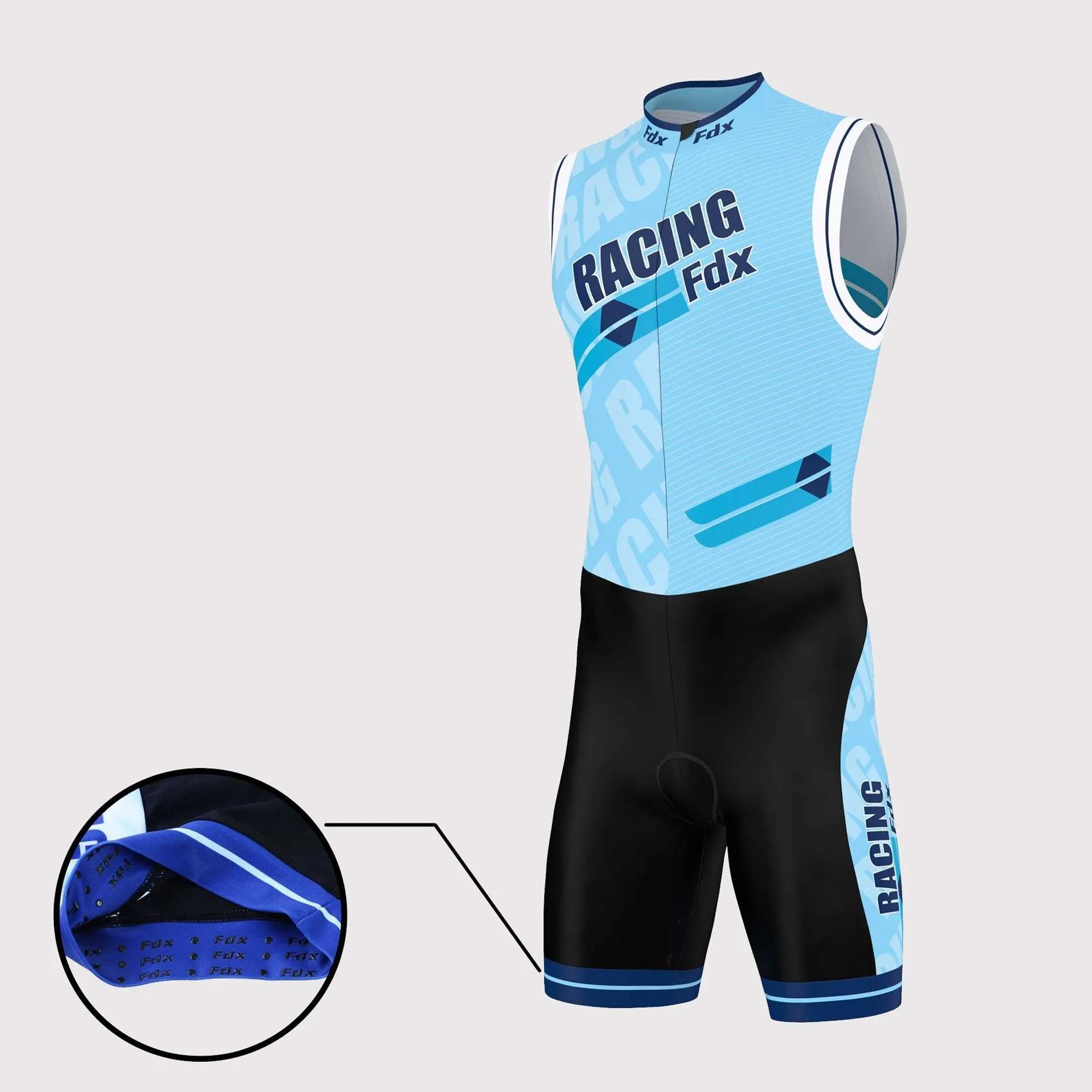 Fdx Core Sky Blue Men's Sleeveless Padded Triathlon Suit
