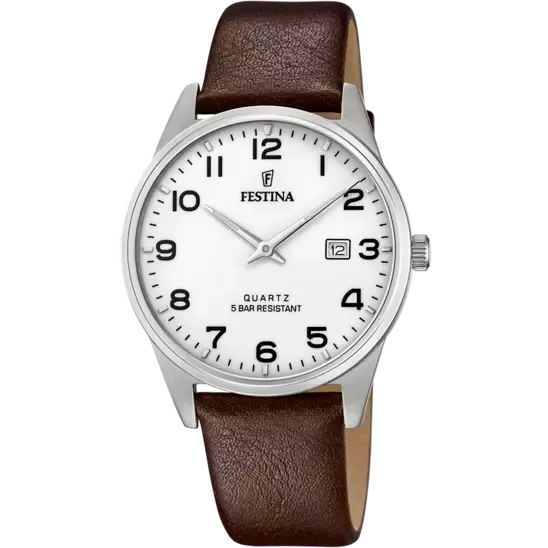 Festina F20512/1 Men's Elegance and Functionality White Leather Strap Watch