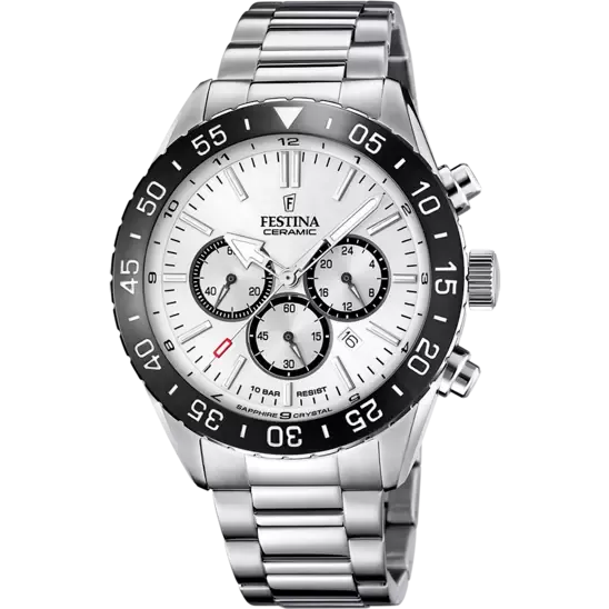 Festina White Black Dial Stainless Steel Strap Men's Watch