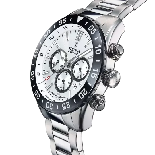 Festina White Black Dial Stainless Steel Strap Men's Watch