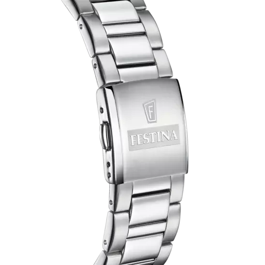 Festina White Black Dial Stainless Steel Strap Men's Watch