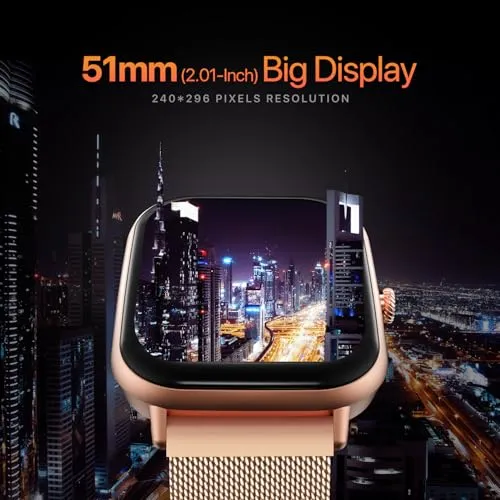 Fire-Boltt Ninja Call Pro Max 51.05mm (2.01 inch) Display Smart Watch, Bluetooth Calling, 120  Sports Modes, Health Suite, Voice Assistance (Gold SS)