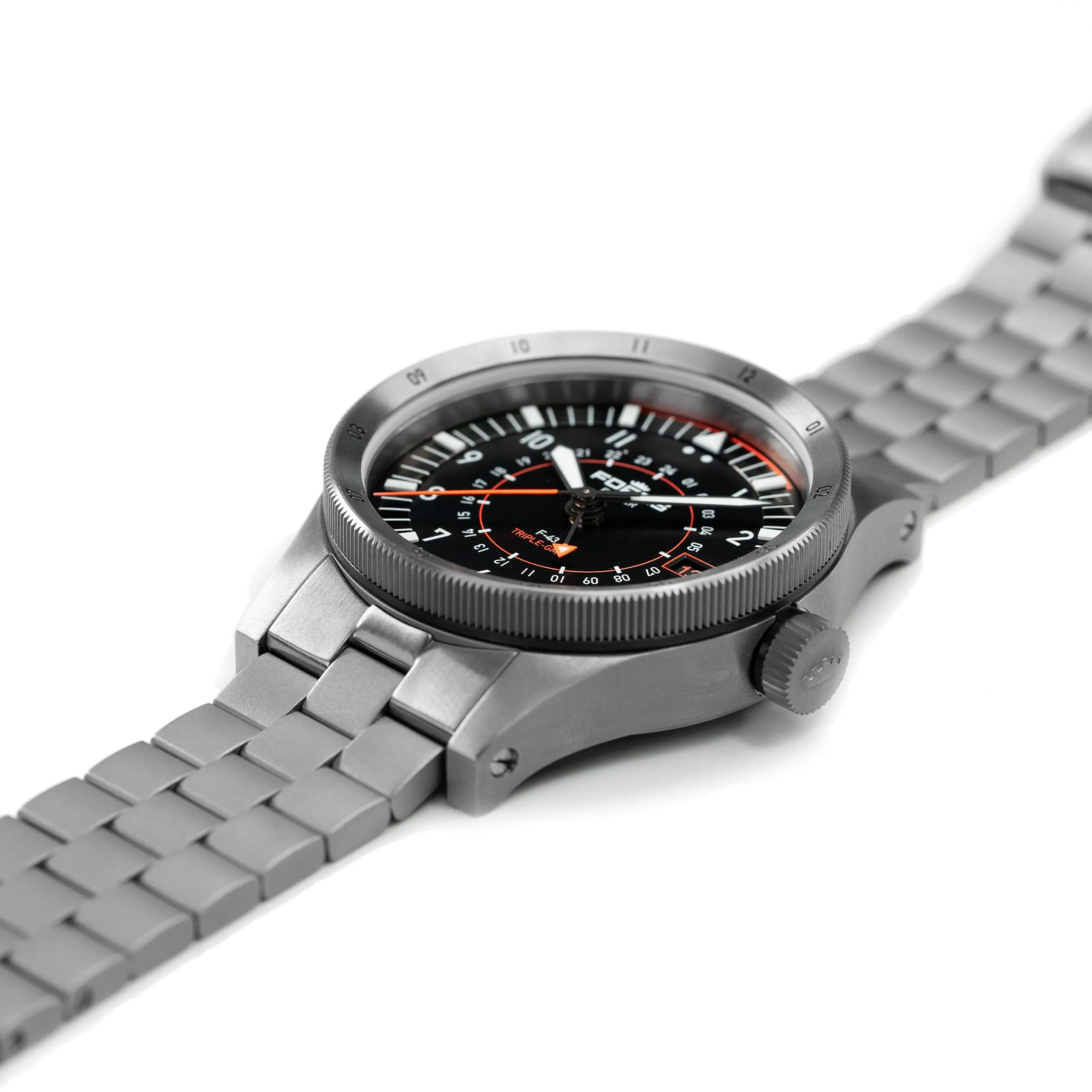 FOR Watch Flieger F-43 Triple GMT On Block Bracelet