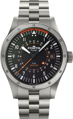 FOR Watch Flieger F-43 Triple GMT On Block Bracelet