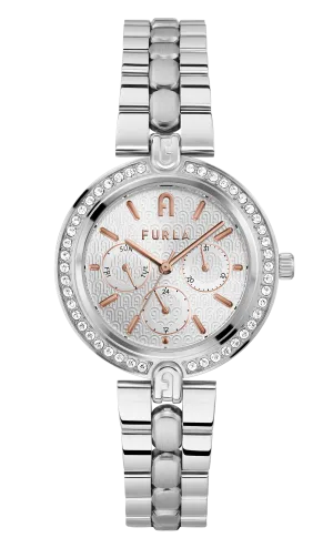 Furla - Logo Links Crystal Silver Bracelet Watch