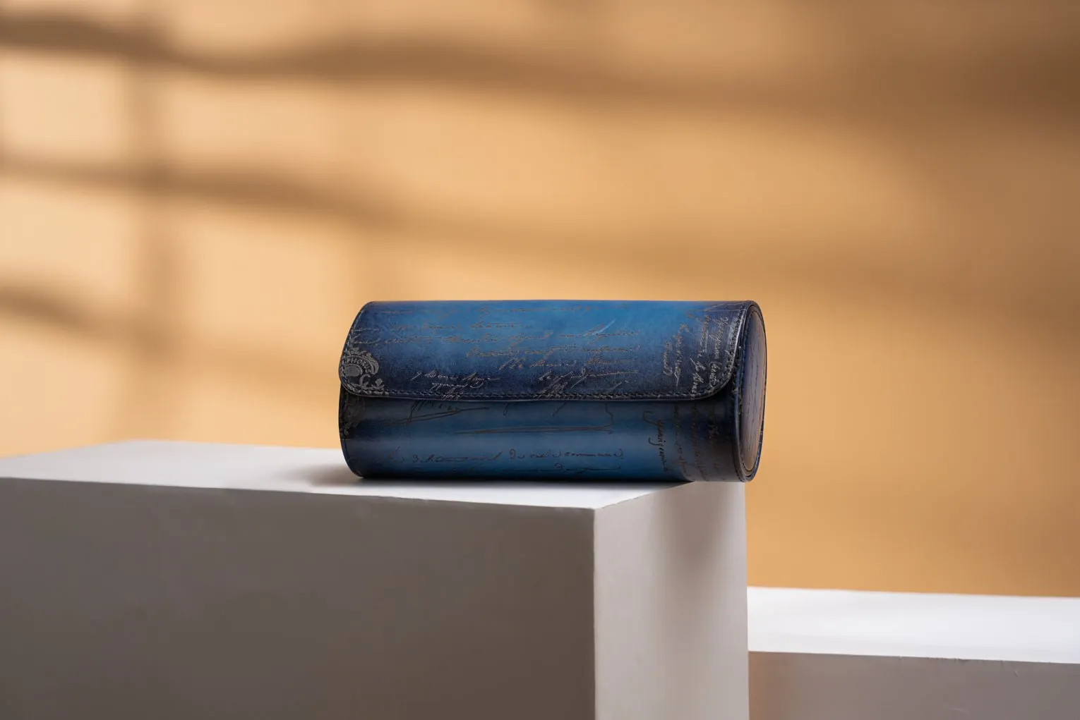 Galata Parchment Patina Blue Watch Roll