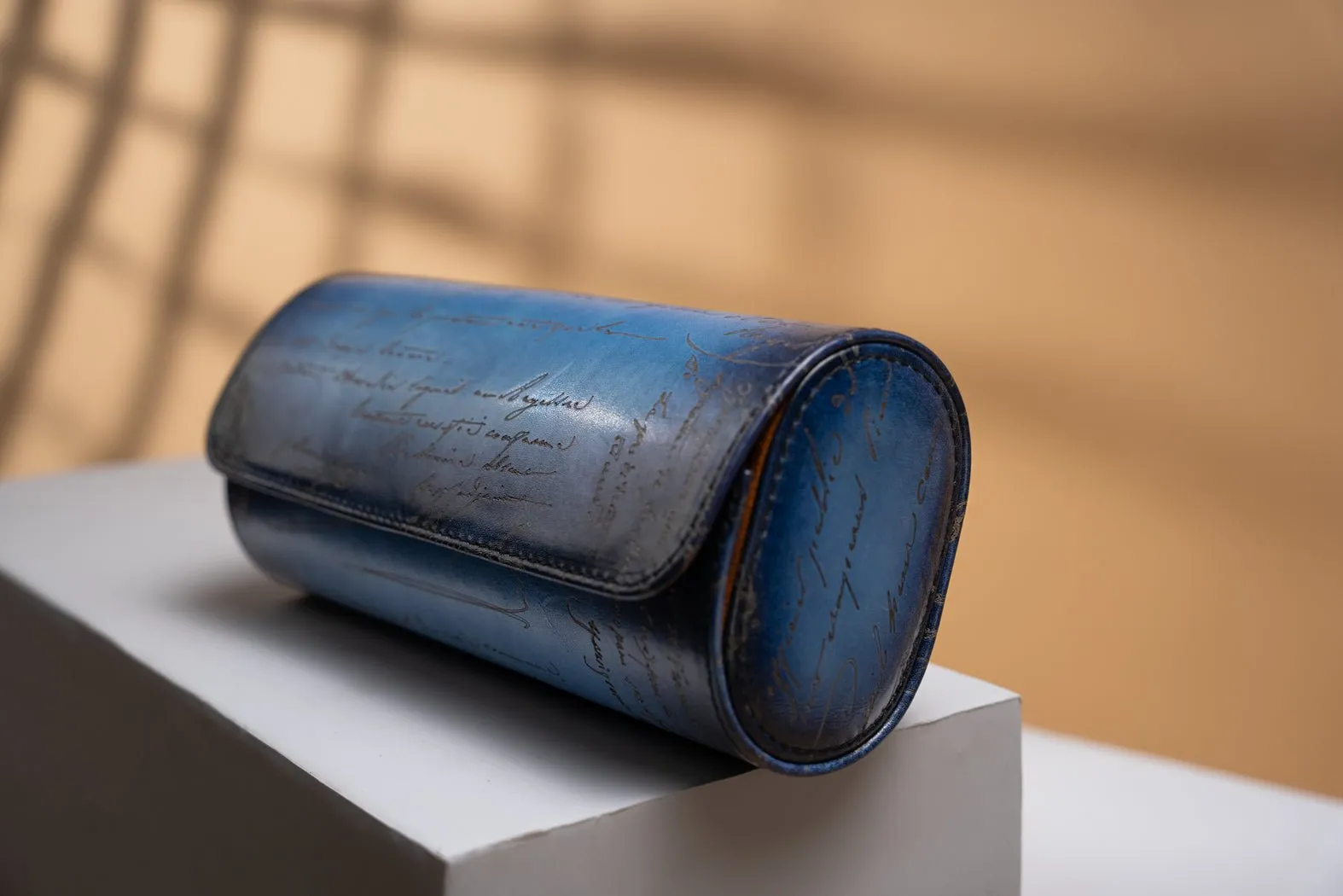 Galata Parchment Patina Blue Watch Roll