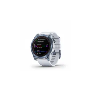 Garmin Fenix 7 Sapphire Solar  touchscreen - Mineral Blue DLC Titanium with Whitestone Band