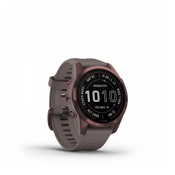 Garmin Fenix 7S Sapphire Solar Watch - Dark Bronze Titanium with Shale Gray Band