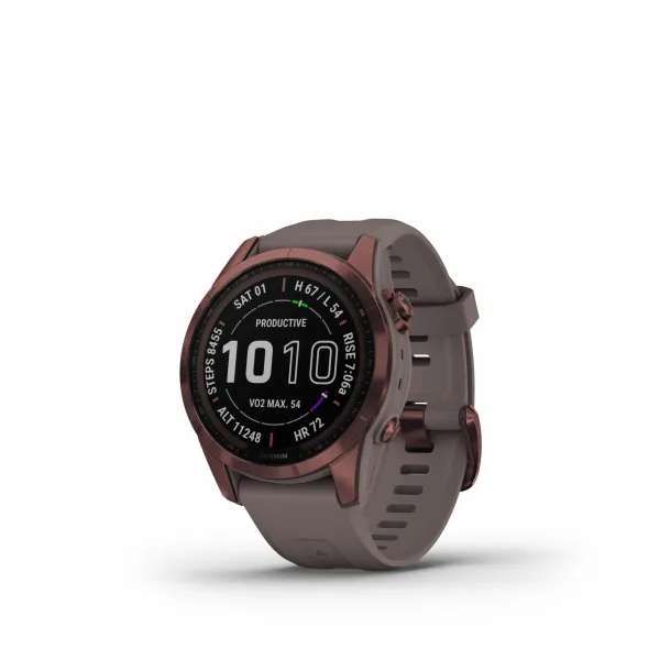 Garmin Fenix 7S Sapphire Solar Watch - Dark Bronze Titanium with Shale Gray Band