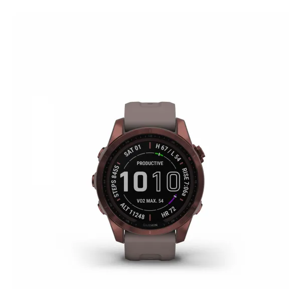 Garmin Fenix 7S Sapphire Solar Watch - Dark Bronze Titanium with Shale Gray Band