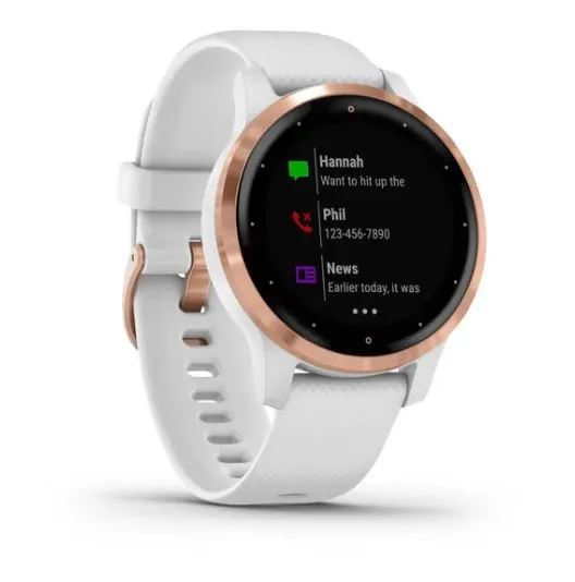 Garmin Vivoactive 4S Smart Watch - Rose Gold with White Band