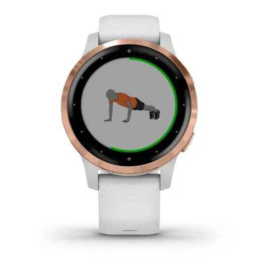 Garmin Vivoactive 4S Smart Watch - Rose Gold with White Band