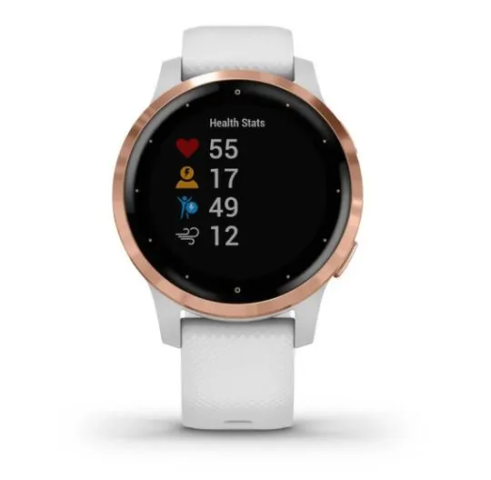Garmin Vivoactive 4S Smart Watch - Rose Gold with White Band