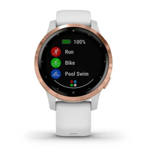 Garmin Vivoactive 4S Smart Watch - Rose Gold with White Band