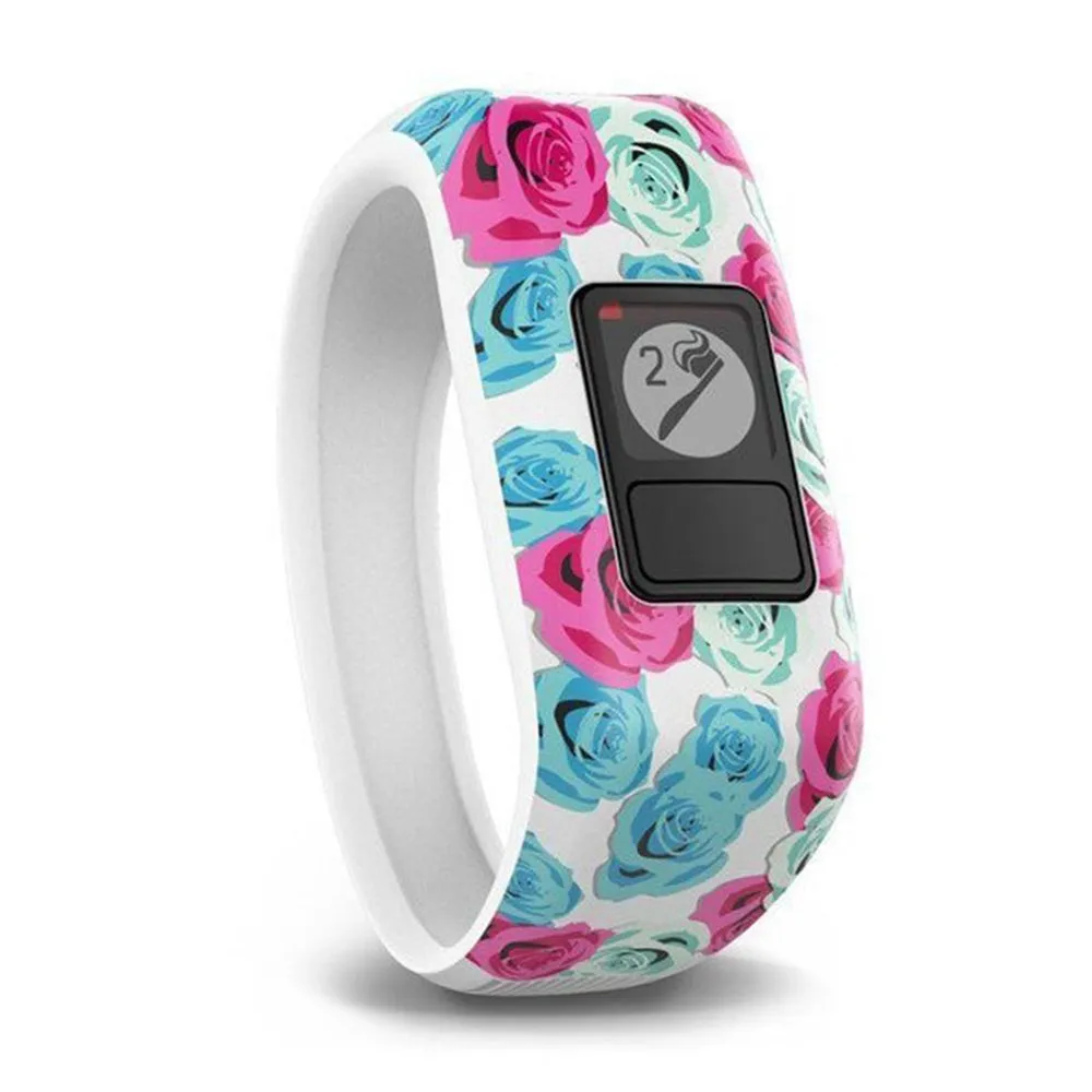 Garmin vivofit jr Kids Real Flower Silicone Band Black Dial Fitness/Activity Tracker Smart Watch - 010-01634-02