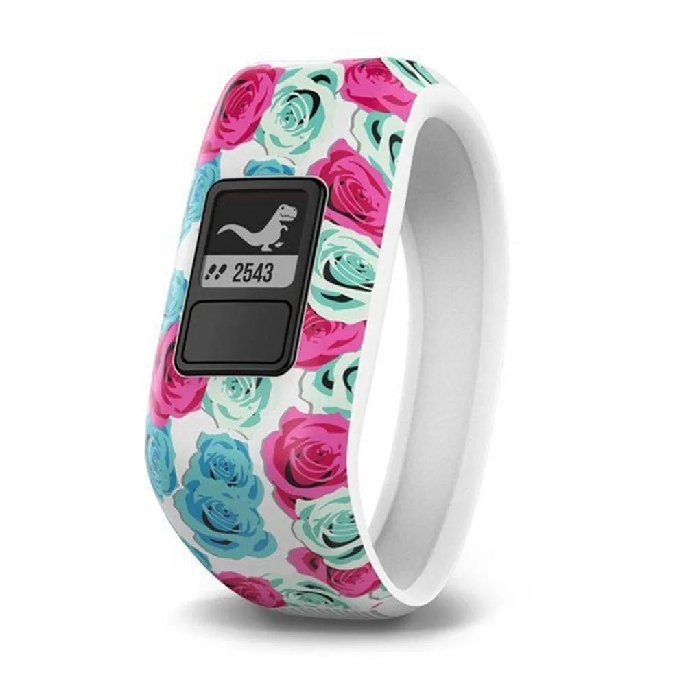 Garmin vivofit jr Kids Real Flower Silicone Band Black Dial Fitness/Activity Tracker Smart Watch - 010-01634-02