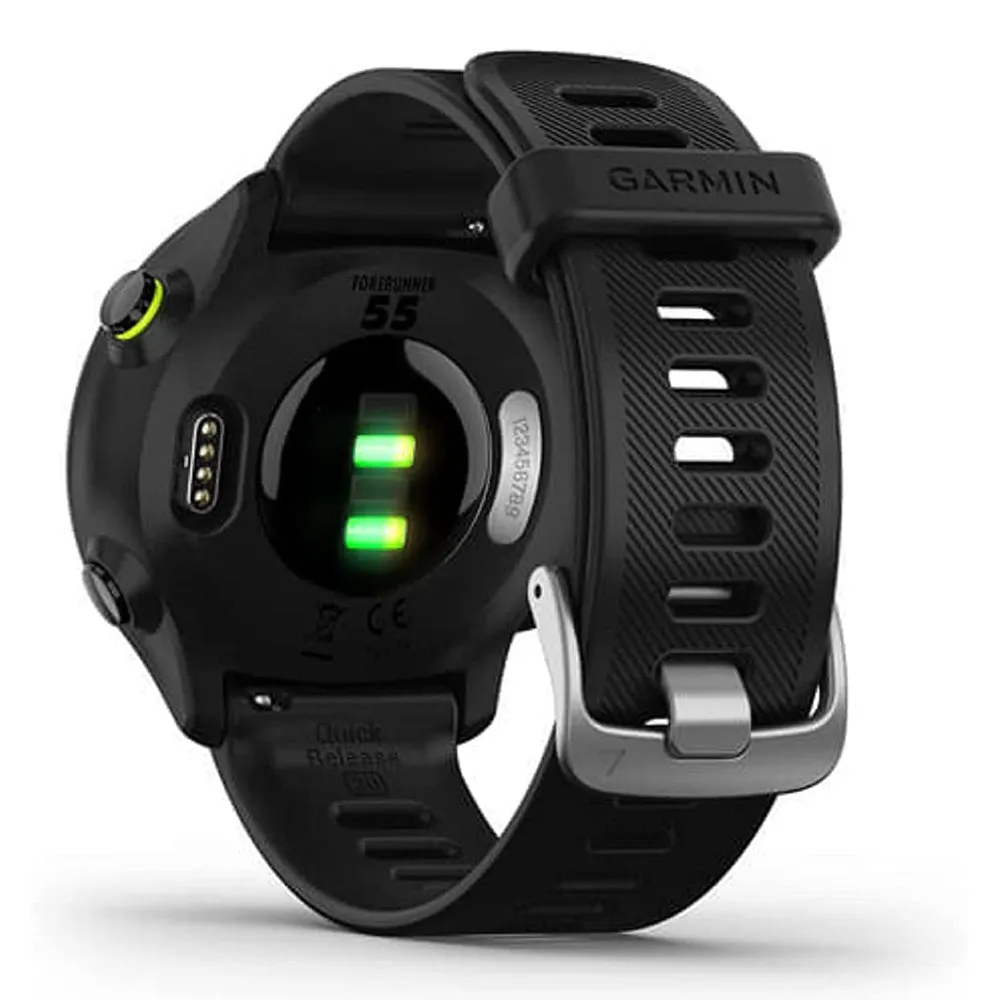 Garmin Womens Forerunner 55 GPS Running with Daily Suggested Workouts Black Bezel Silicone Band Smart Watch - 010-02562-00