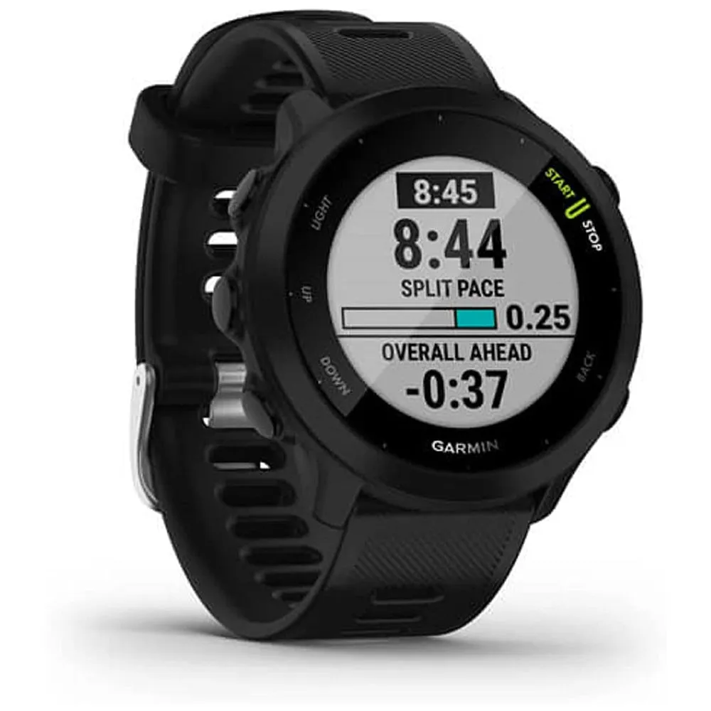 Garmin Womens Forerunner 55 GPS Running with Daily Suggested Workouts Black Bezel Silicone Band Smart Watch - 010-02562-00