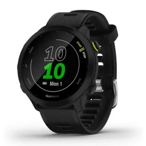 Garmin Womens Forerunner 55 GPS Running with Daily Suggested Workouts Black Bezel Silicone Band Smart Watch - 010-02562-00