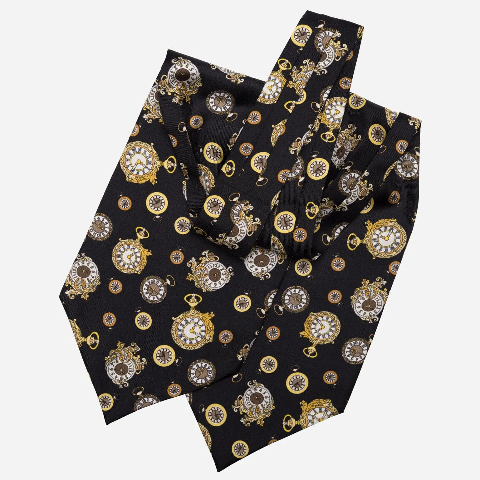 Gilded Keeper - Silk Ascot Cravat Tie - Black