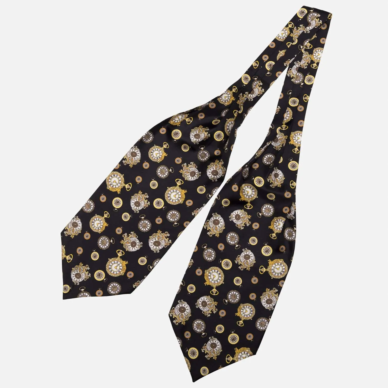 Gilded Keeper - Silk Ascot Cravat Tie - Black