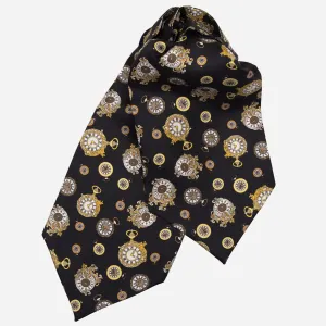 Gilded Keeper - Silk Ascot Cravat Tie - Black