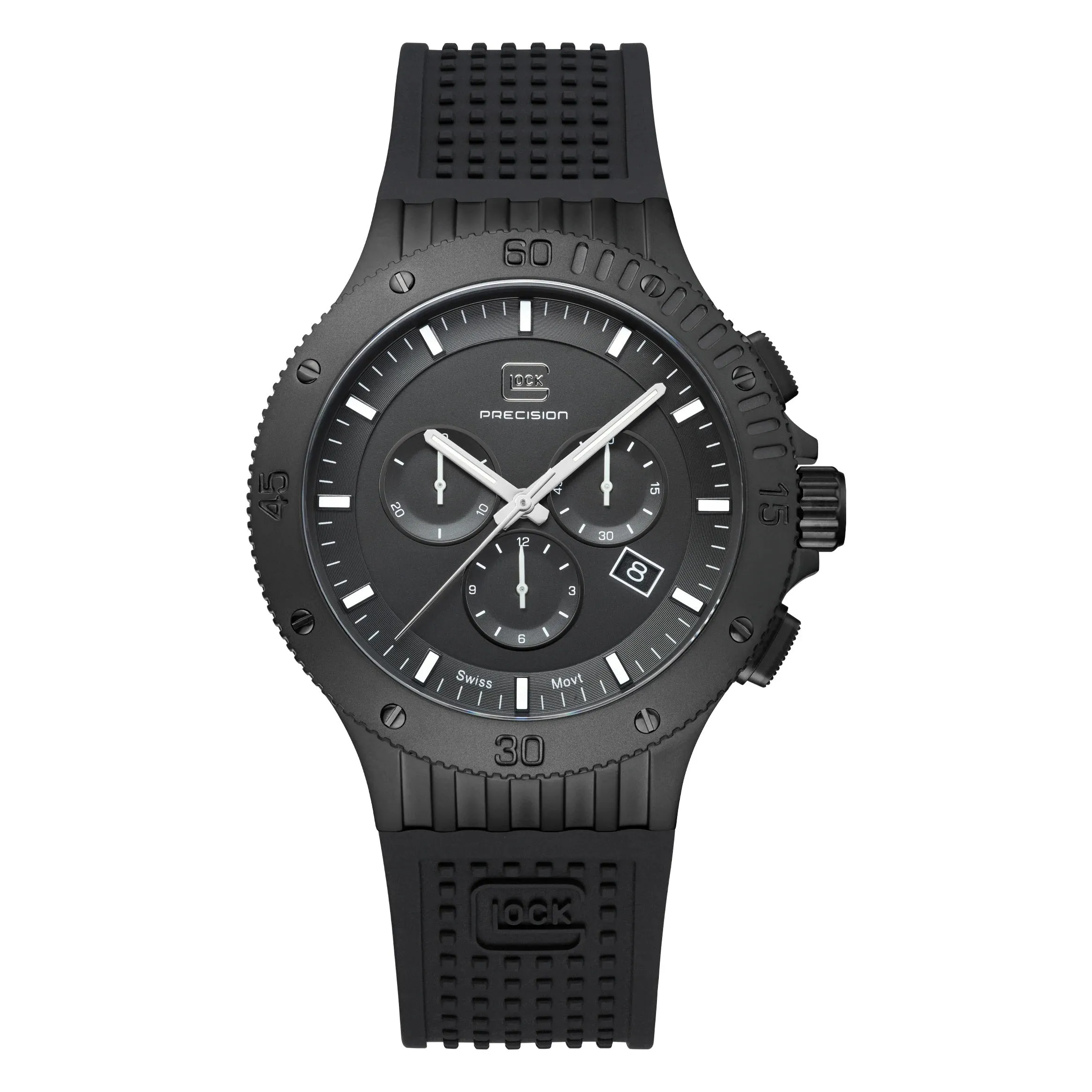 Glock Unisex Black Dial Silicone Rubber Band Chronograph Swiss Quartz Watch - GW-42-2-24
