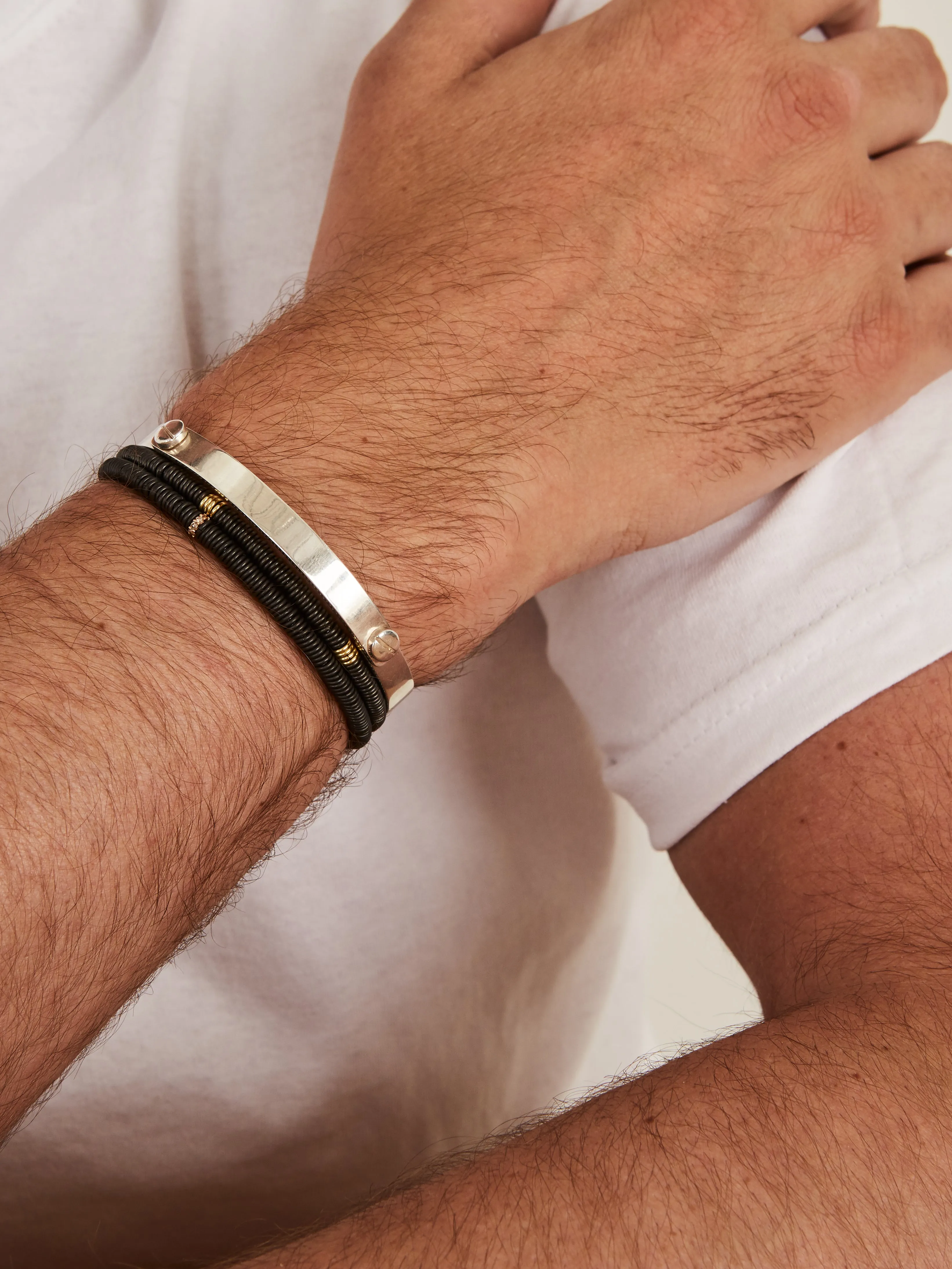 Gold & gunmetal stretch bracelet