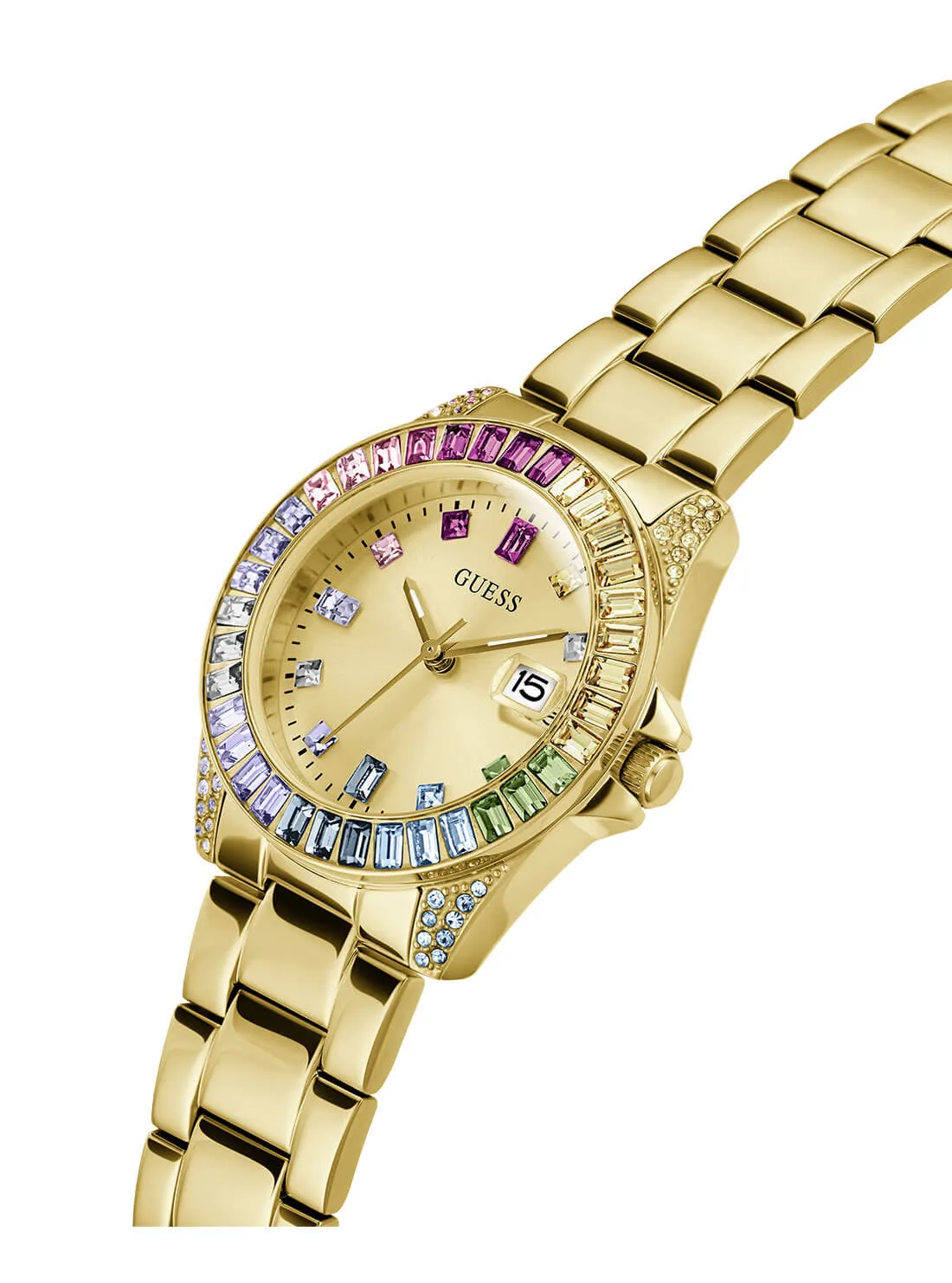 Gold Opaline Multi Crystal Link Watch