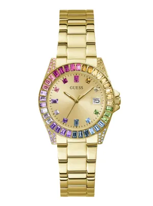Gold Opaline Multi Crystal Link Watch