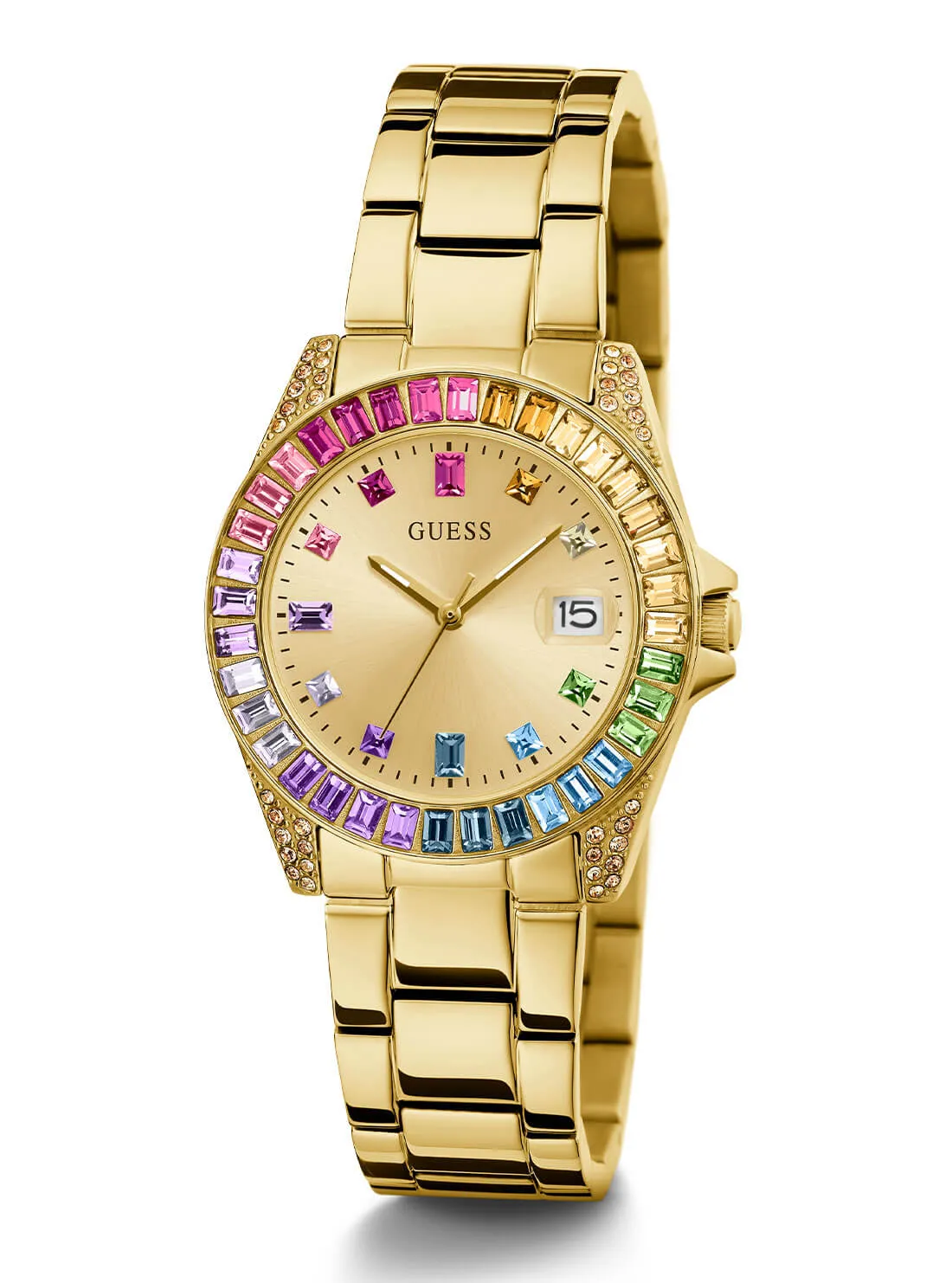 Gold Opaline Multi Crystal Link Watch
