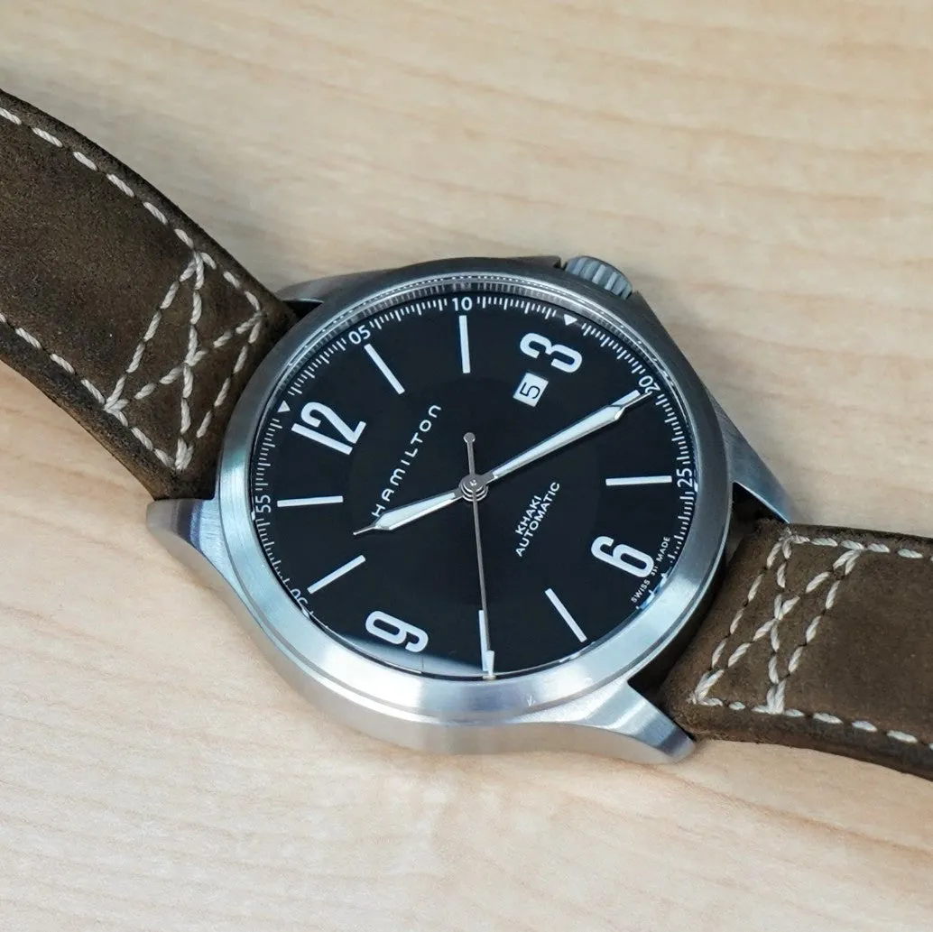 HAMILTON Khaki Aviation Automatic Watch 25 Jewels H766650 Date Wristwatch Original Strap