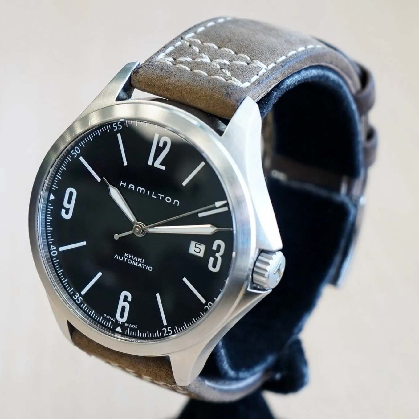 HAMILTON Khaki Aviation Automatic Watch 25 Jewels H766650 Date Wristwatch Original Strap